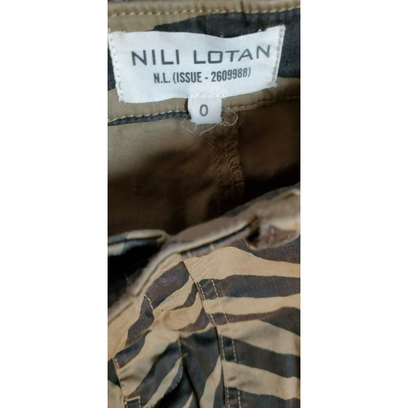 Nili Lotan Women's Coyote Black Brown Jenna Pants Size 0 Frayed Hem Animal Print - Picture 4 of 6